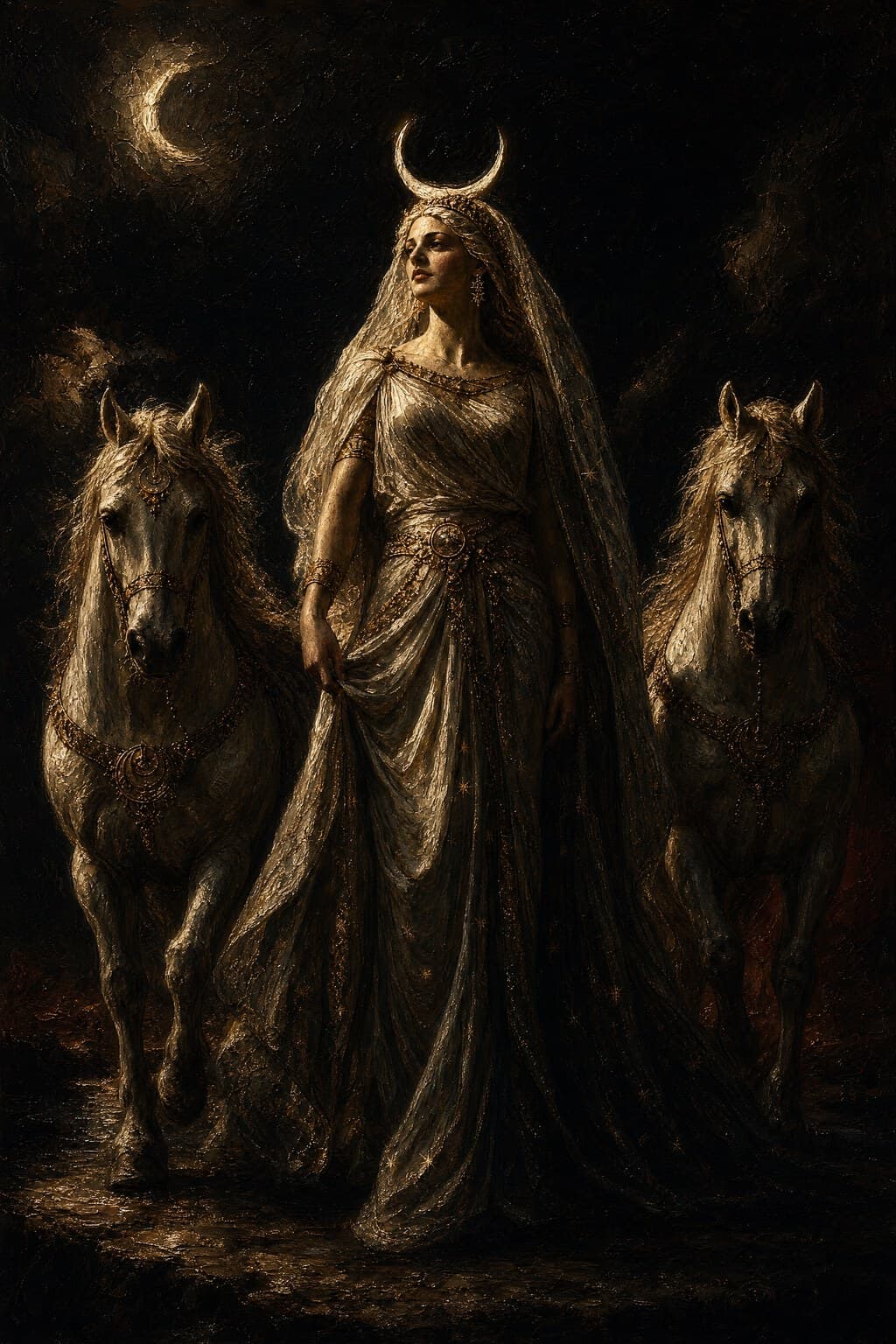 Selene — Baroque Tenebrism — Portrait