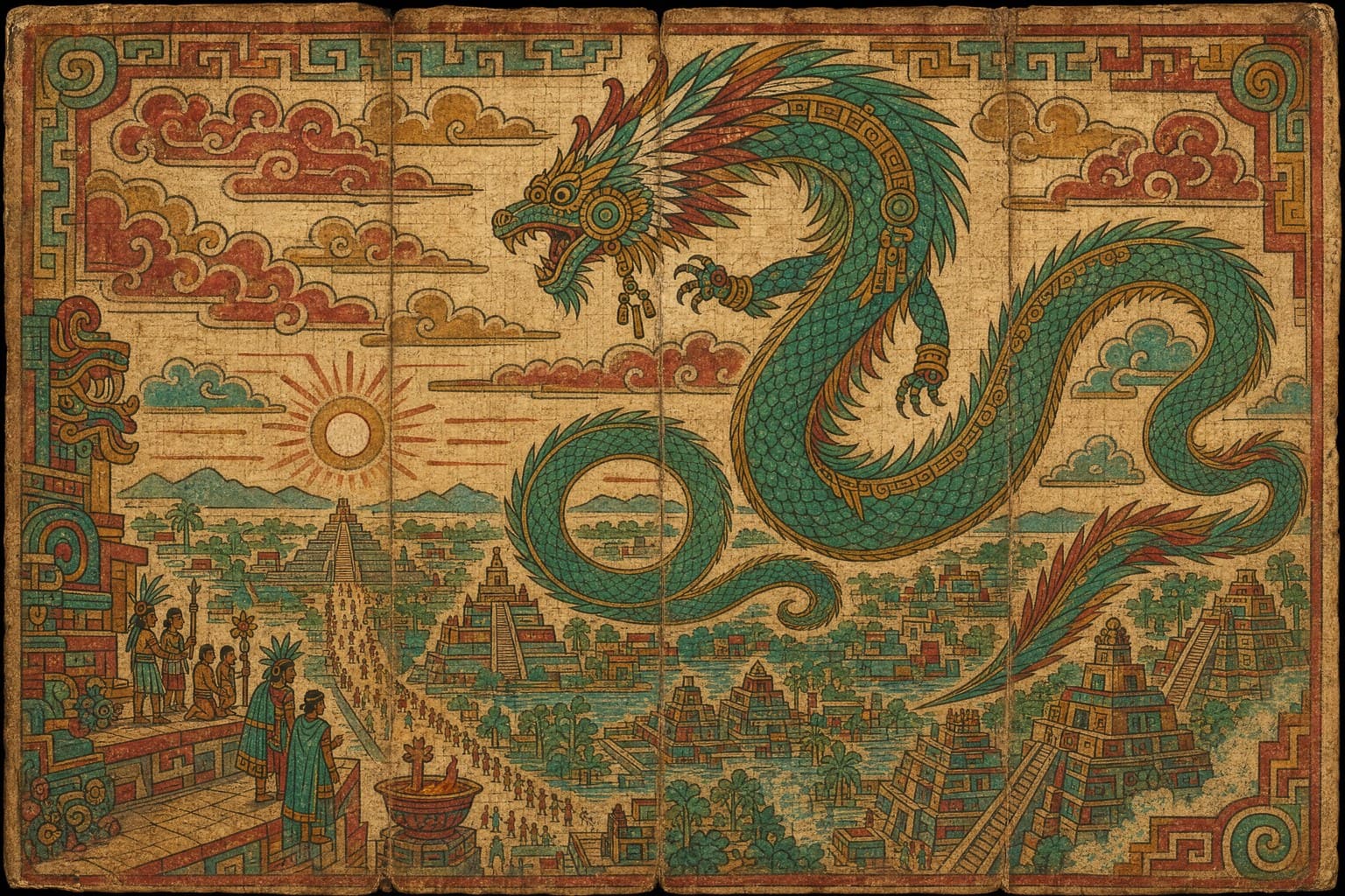 Quetzalcoatl — Codex Painting — Cinematic