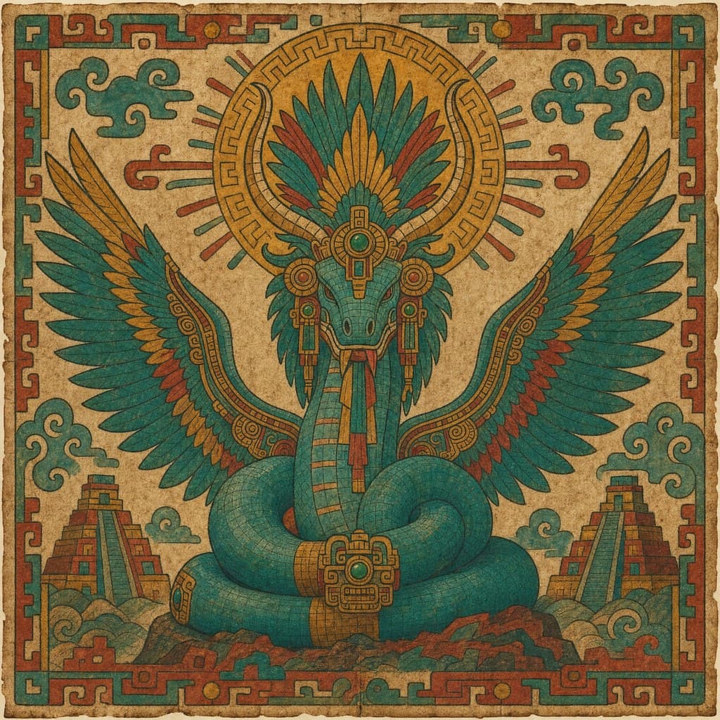 Quetzalcoatl — Codex Painting — Square