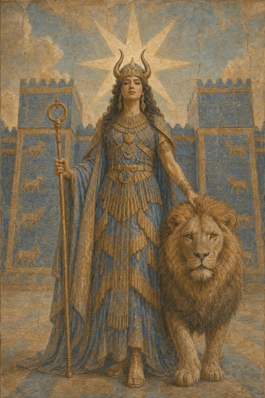 Inanna — Renaissance Fresco — Portrait