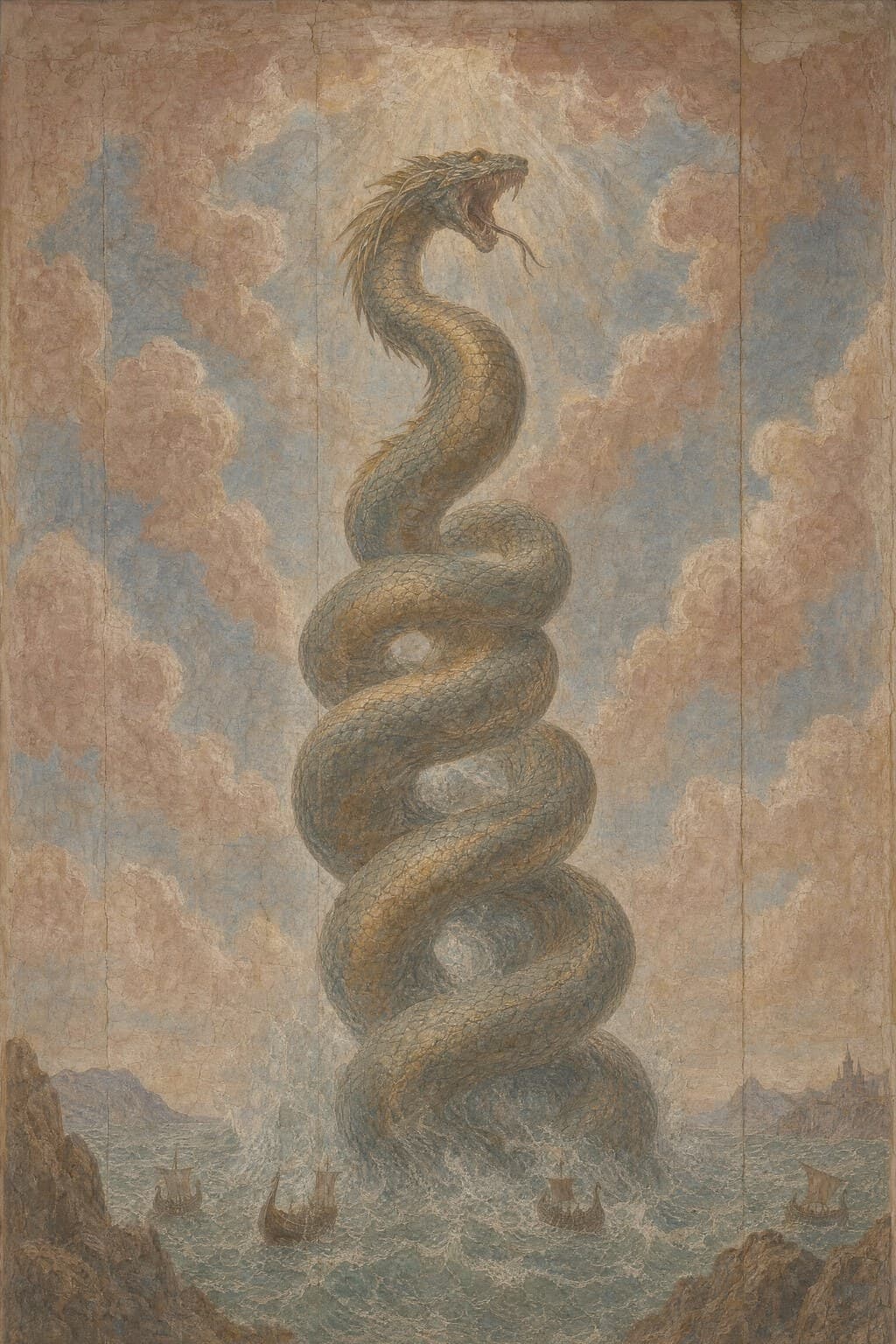 Jörmungandr — Renaissance Fresco — Portrait