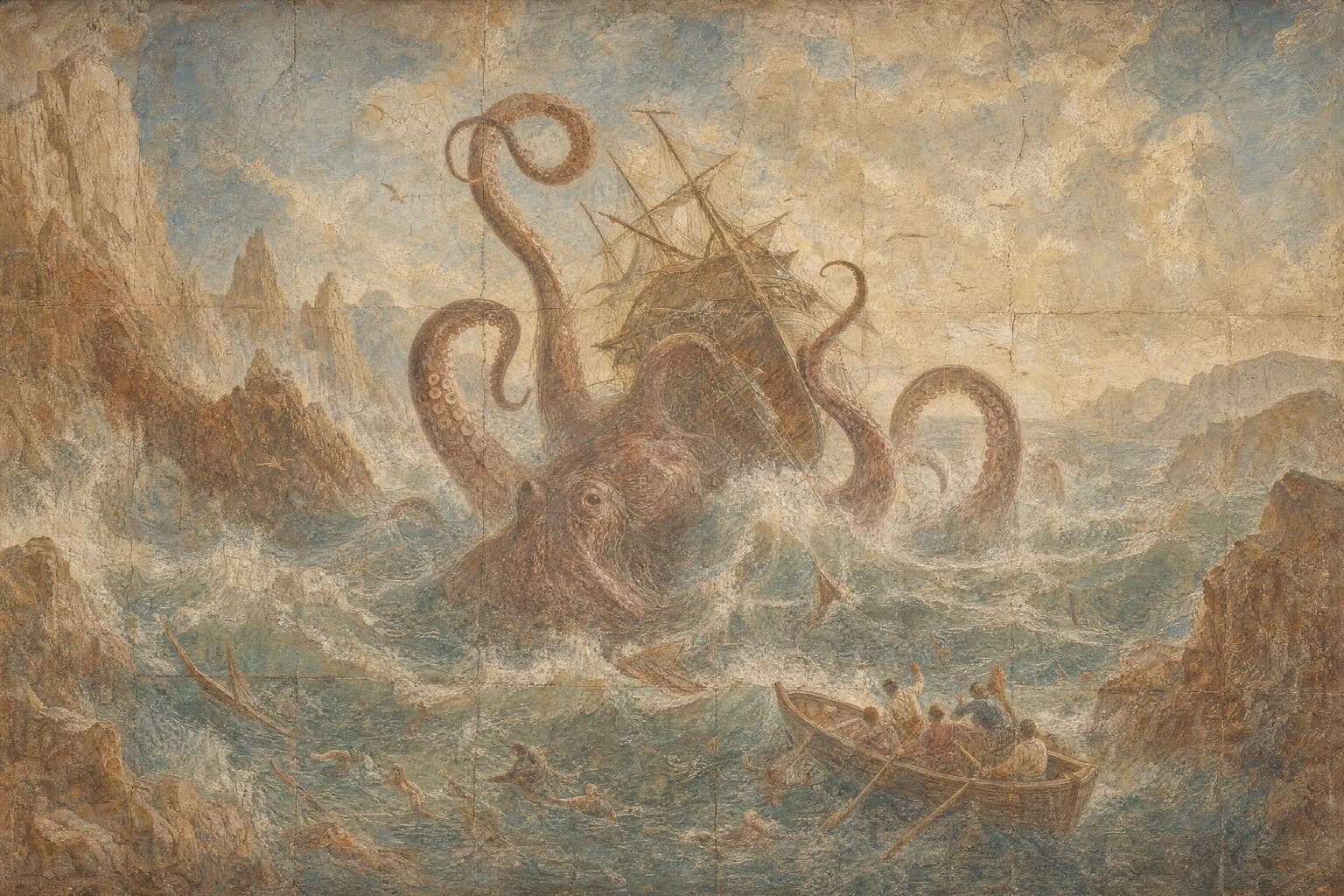 The Kraken — Renaissance Fresco — Cinematic
