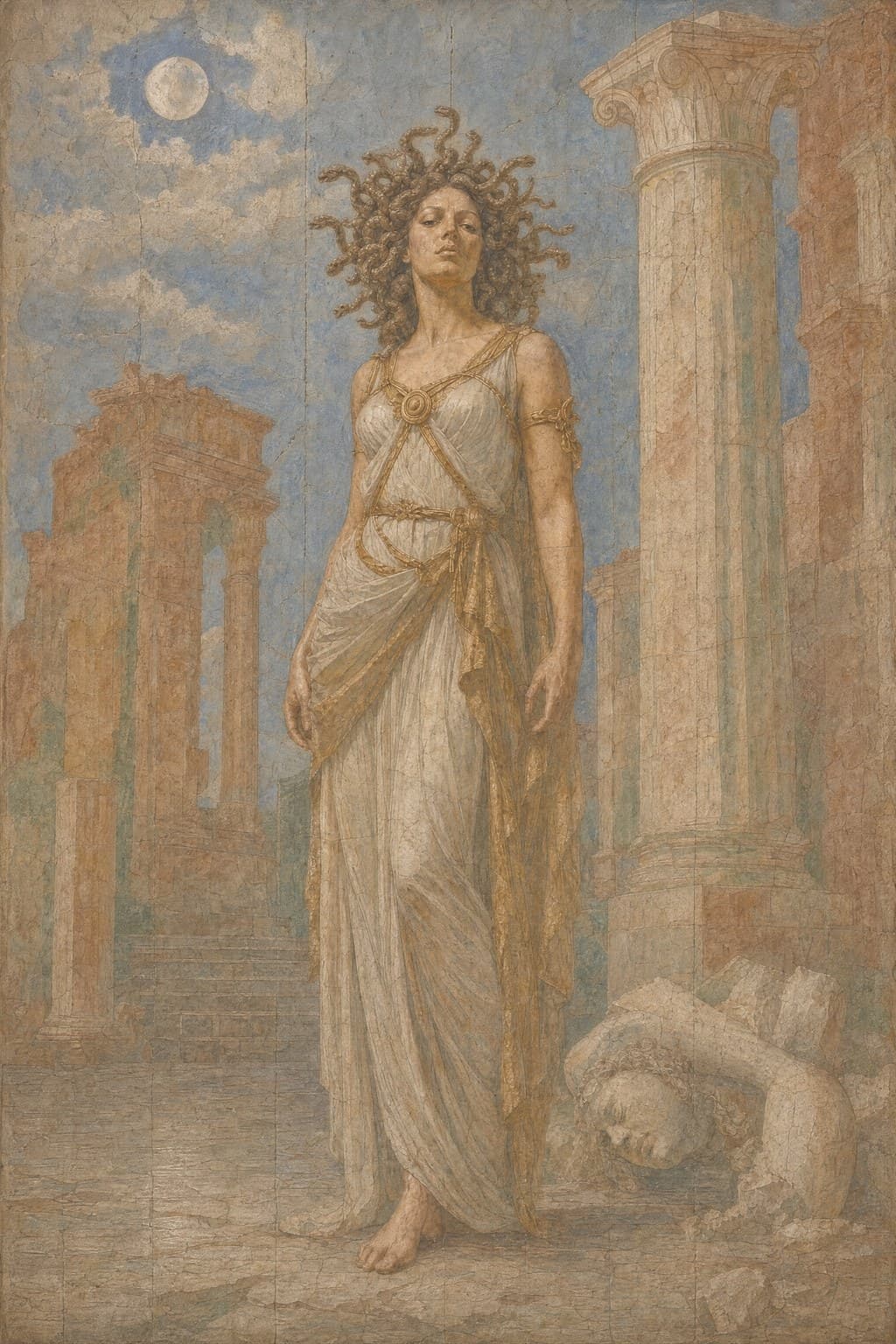 Medusa — Renaissance Fresco — Portrait