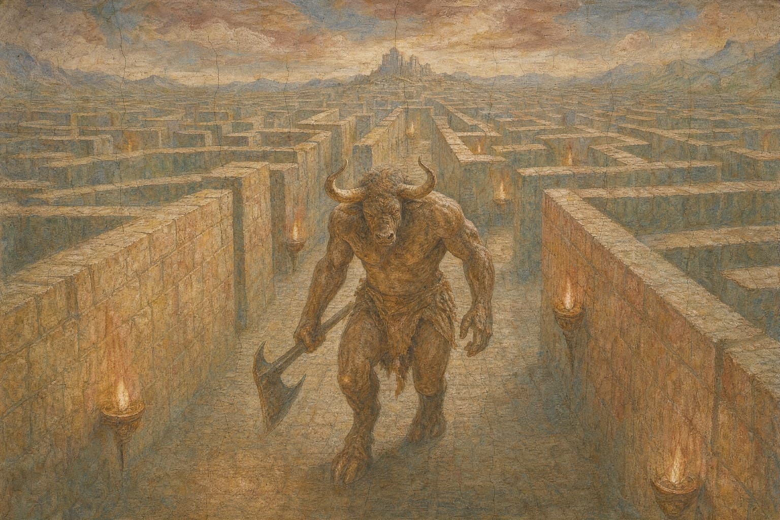 The Minotaur — Renaissance Fresco — Cinematic