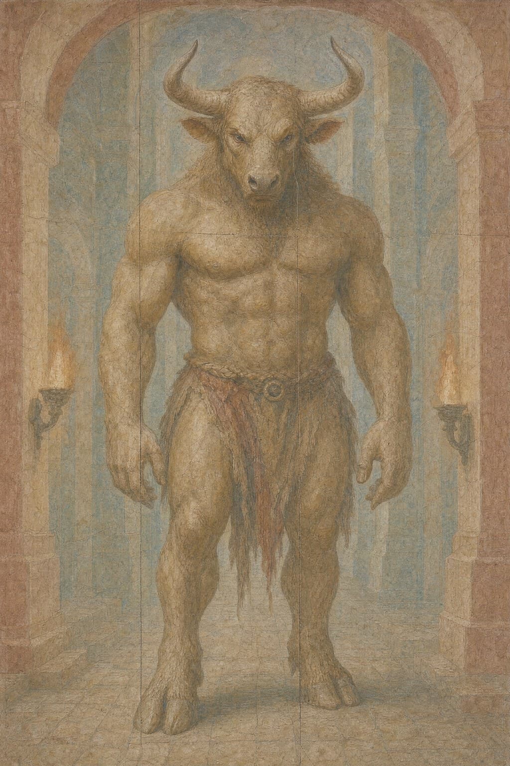 The Minotaur — Renaissance Fresco — Portrait
