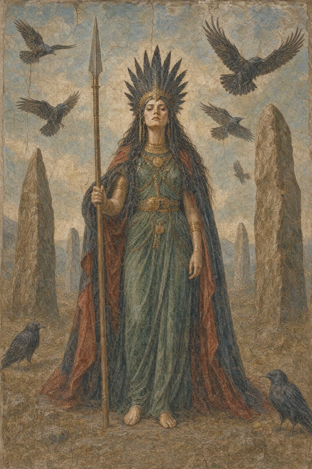 The Morrígan — Renaissance Fresco — Portrait