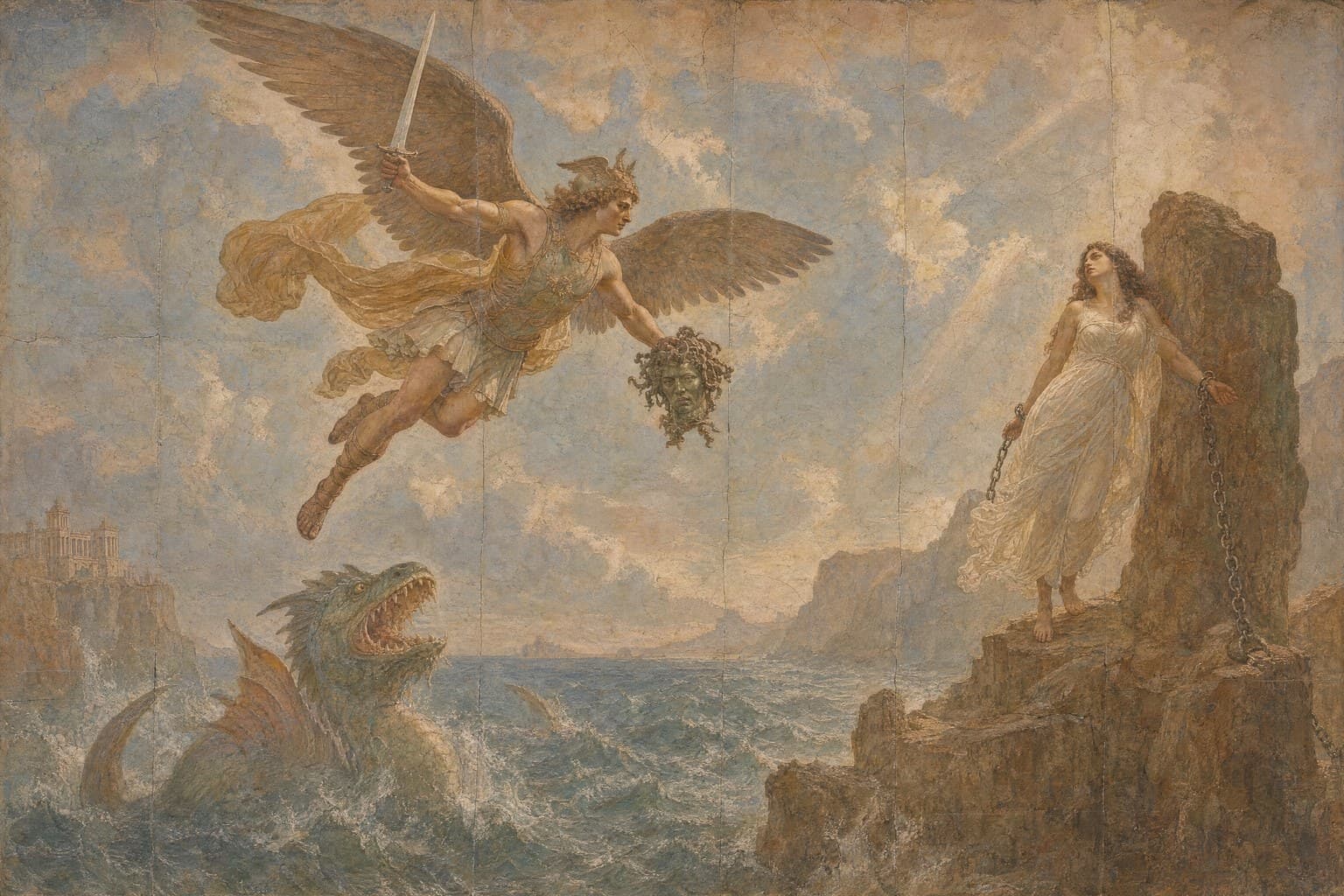 Perseus — Renaissance Fresco — Cinematic
