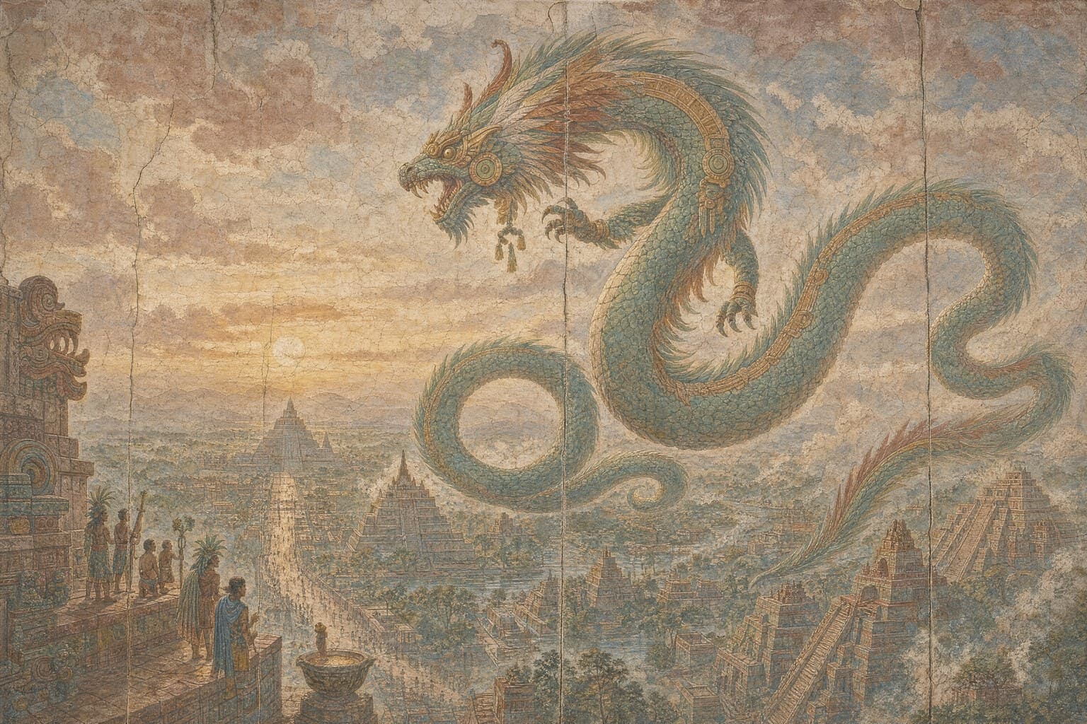 Quetzalcoatl — Renaissance Fresco — Cinematic