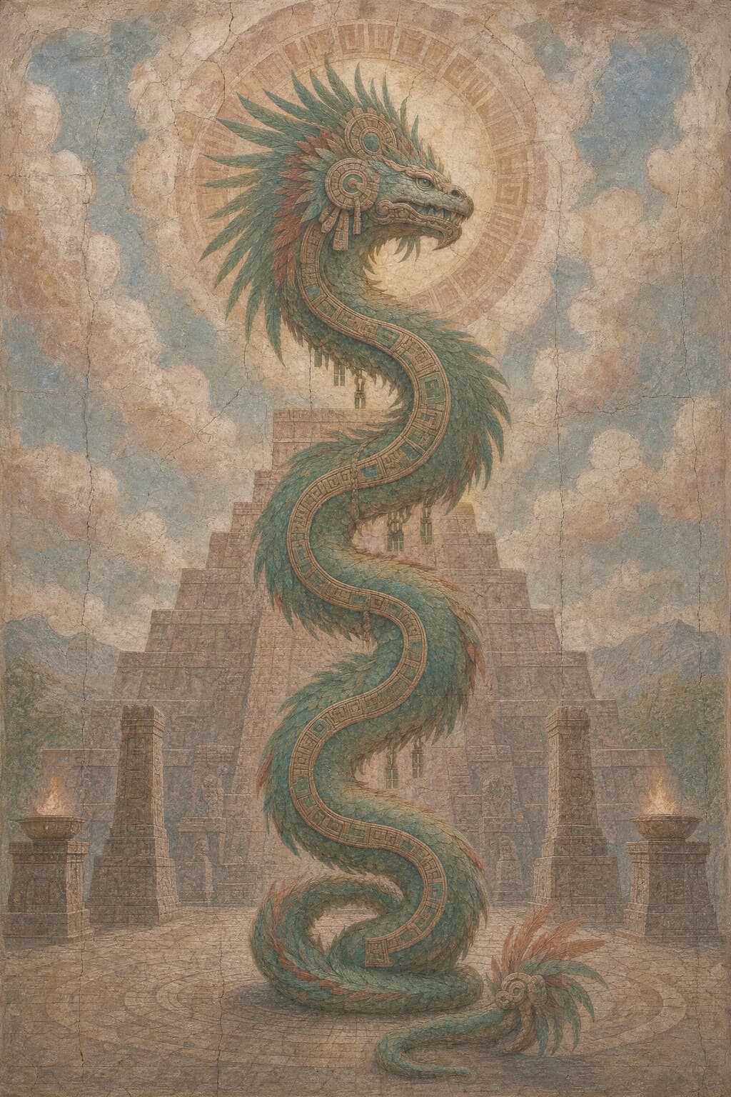 Quetzalcoatl — Renaissance Fresco — Portrait