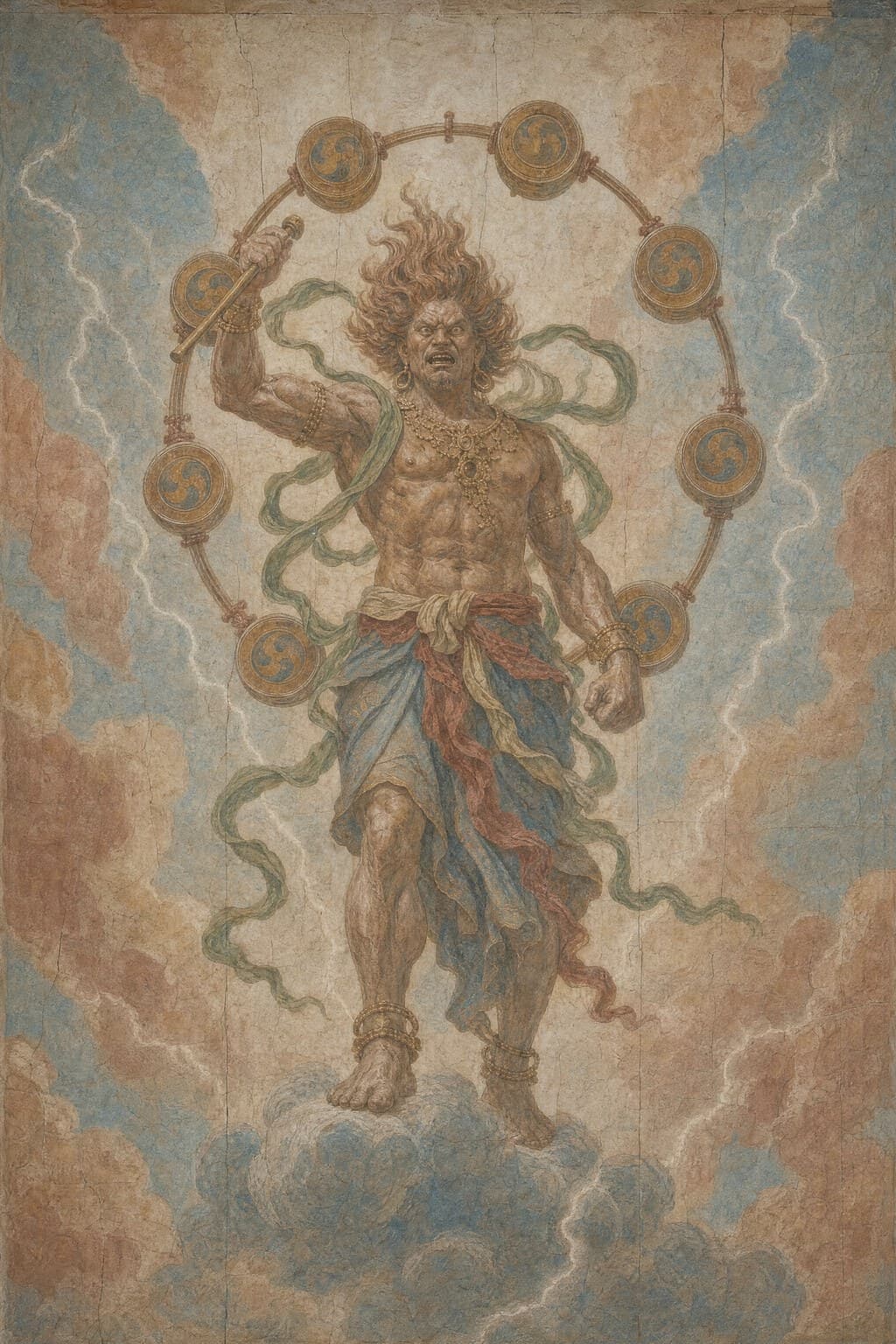 Raijin — Renaissance Fresco — Portrait