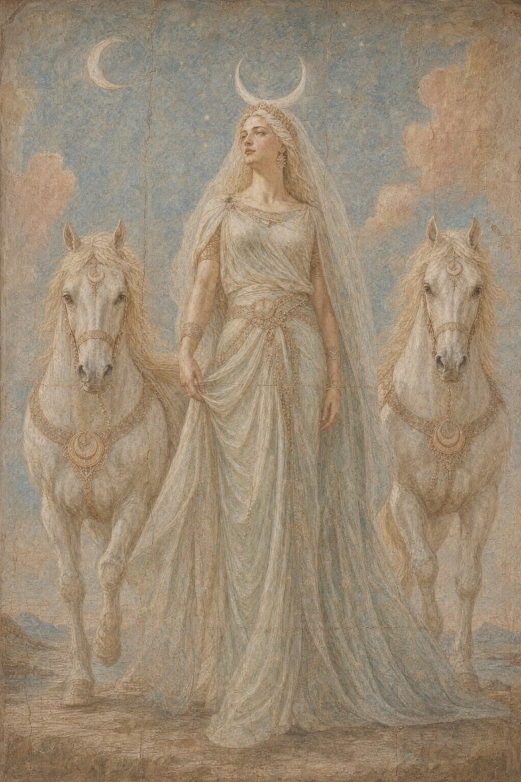 Selene — Renaissance Fresco — Portrait