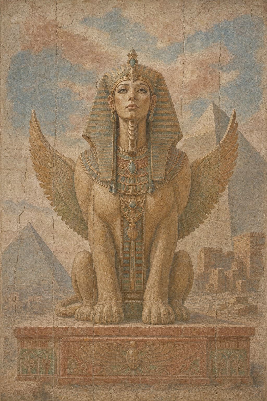 The Sphinx — Renaissance Fresco — Portrait