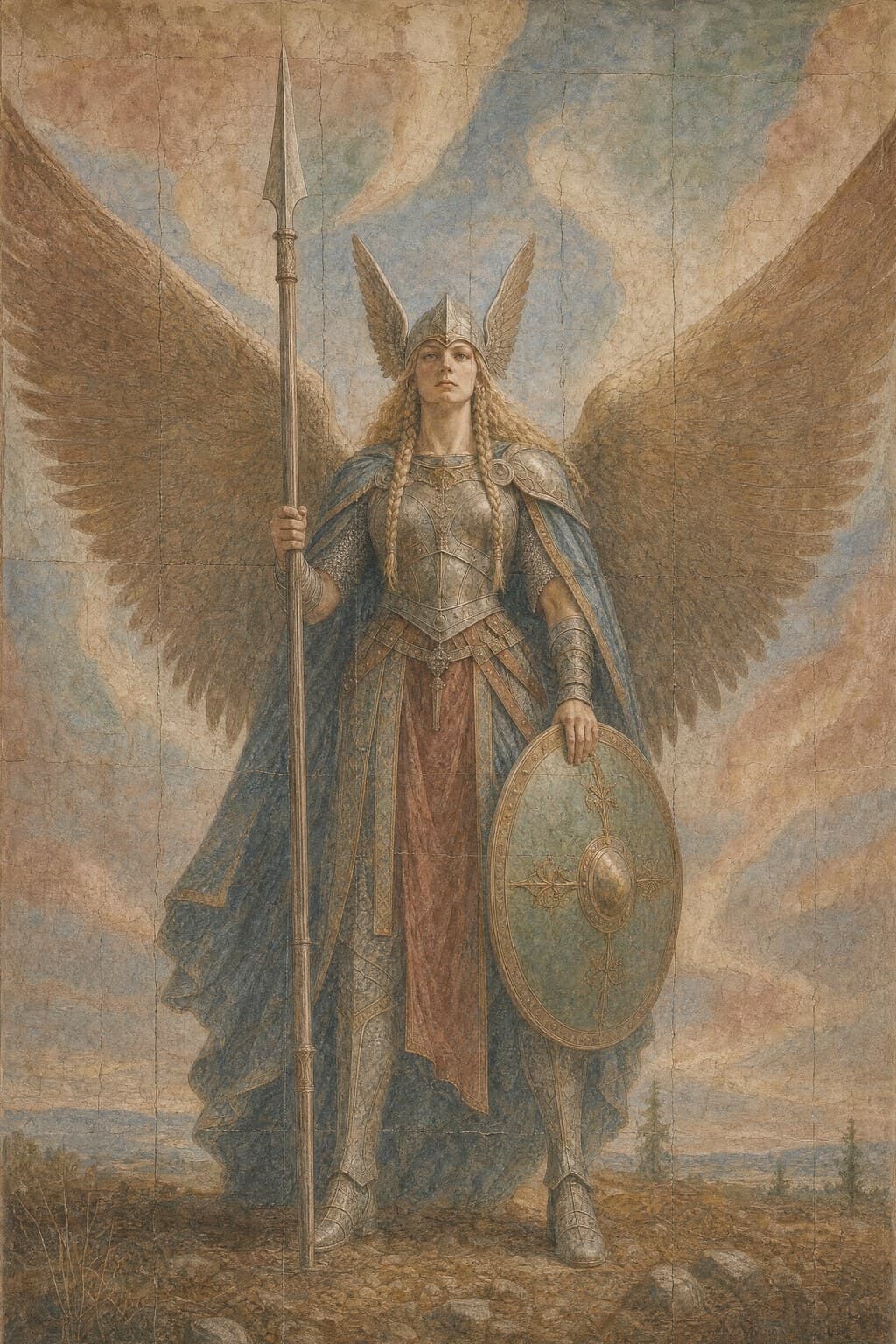 The Valkyrie — Renaissance Fresco — Portrait