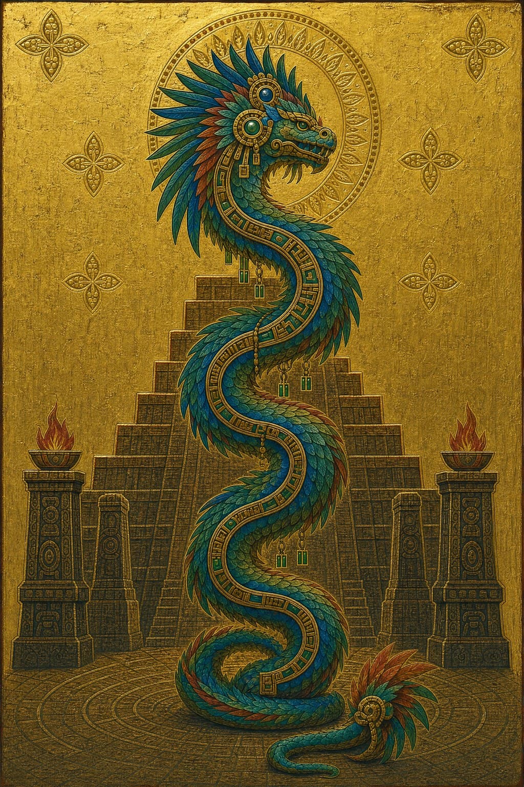Quetzalcoatl — Gilded Icon — Portrait