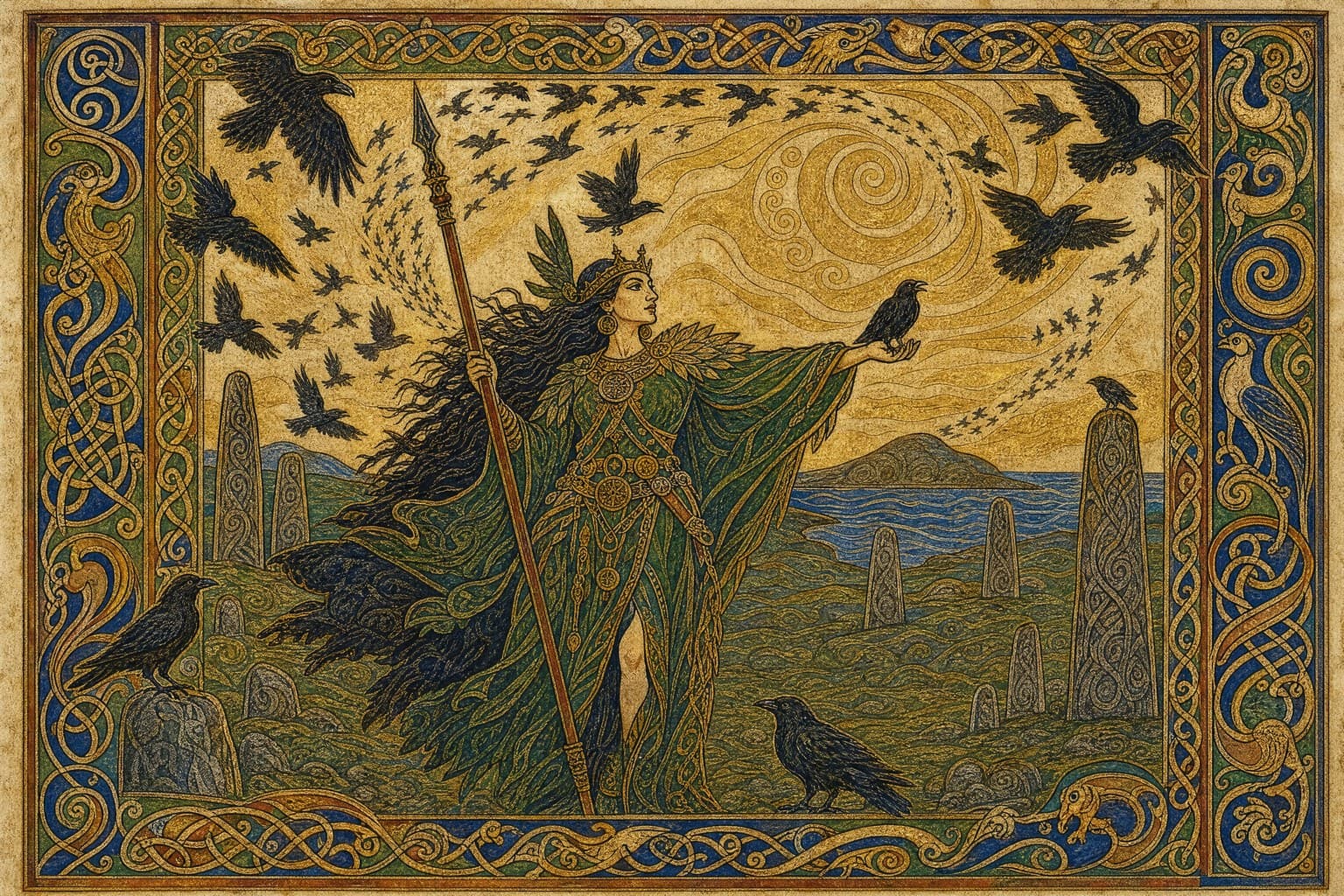 The Morrígan — Illuminated Manuscript — Cinematic