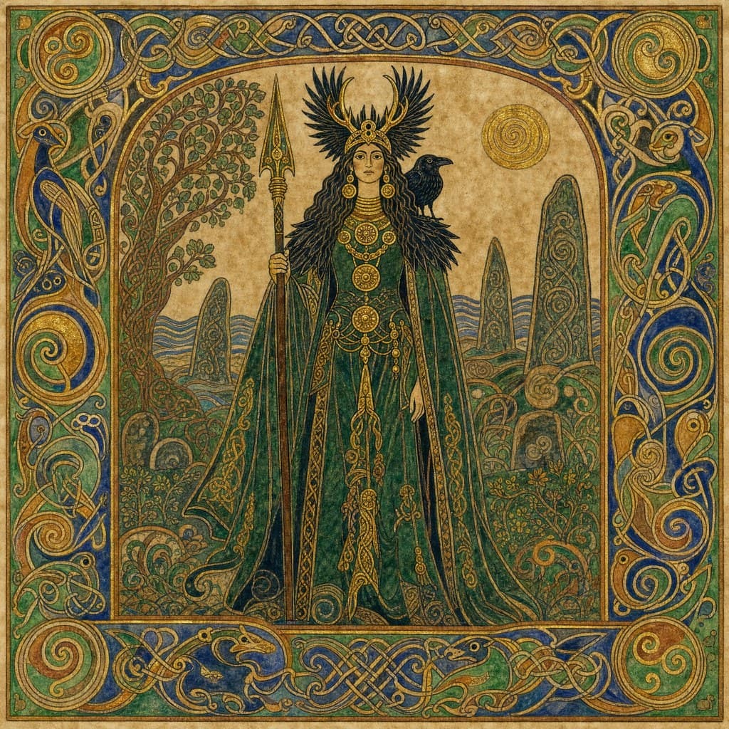 The Morrígan — Illuminated Manuscript — Square