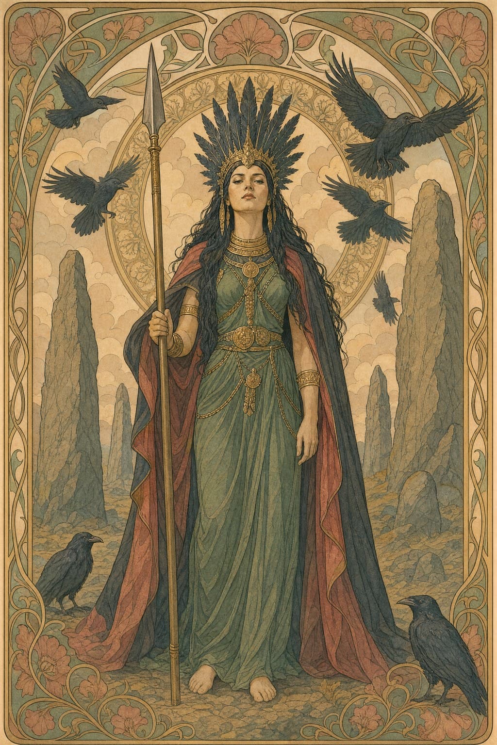 The Morrígan — Art Nouveau — Portrait