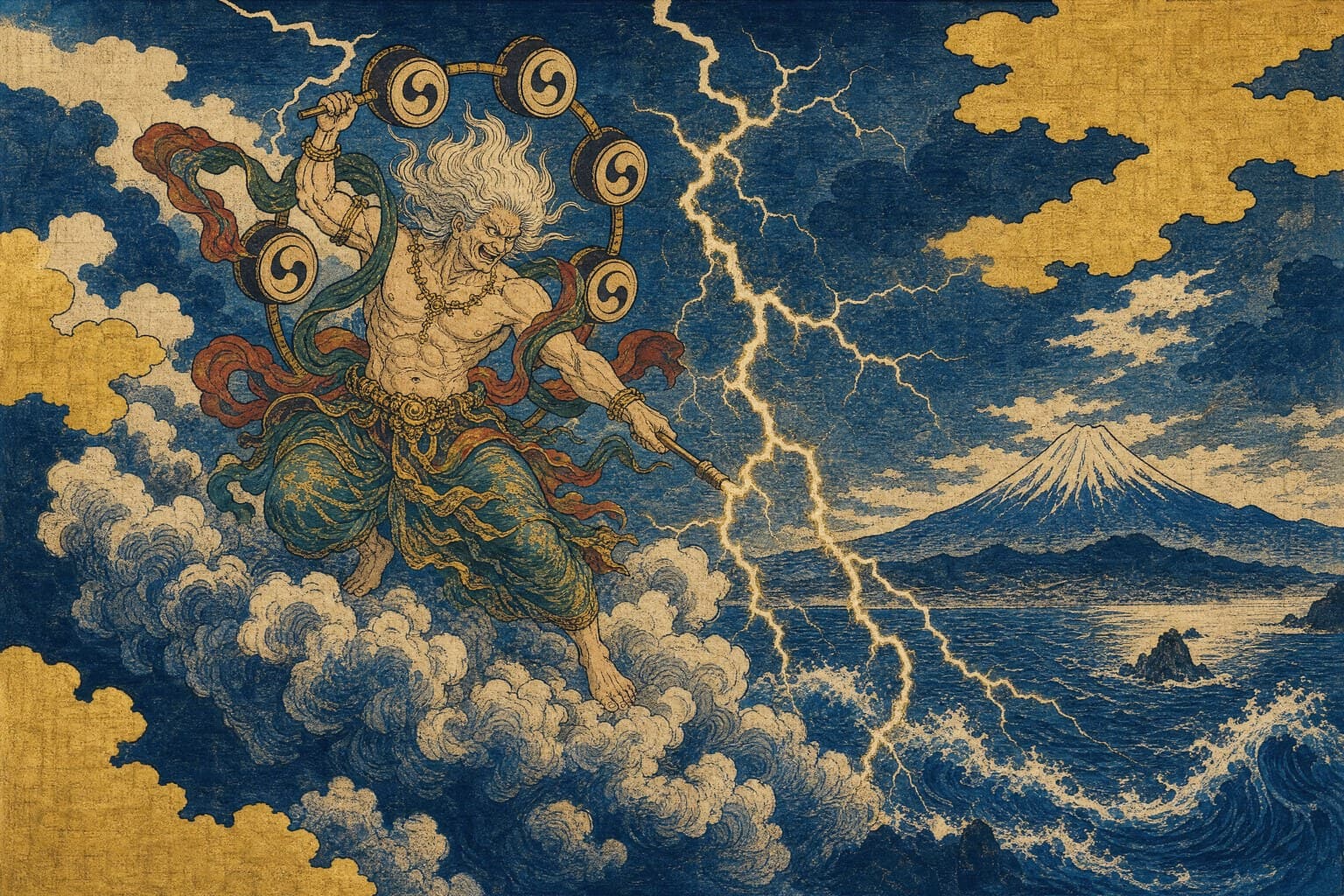 Raijin — Ukiyo-e Woodblock — Cinematic