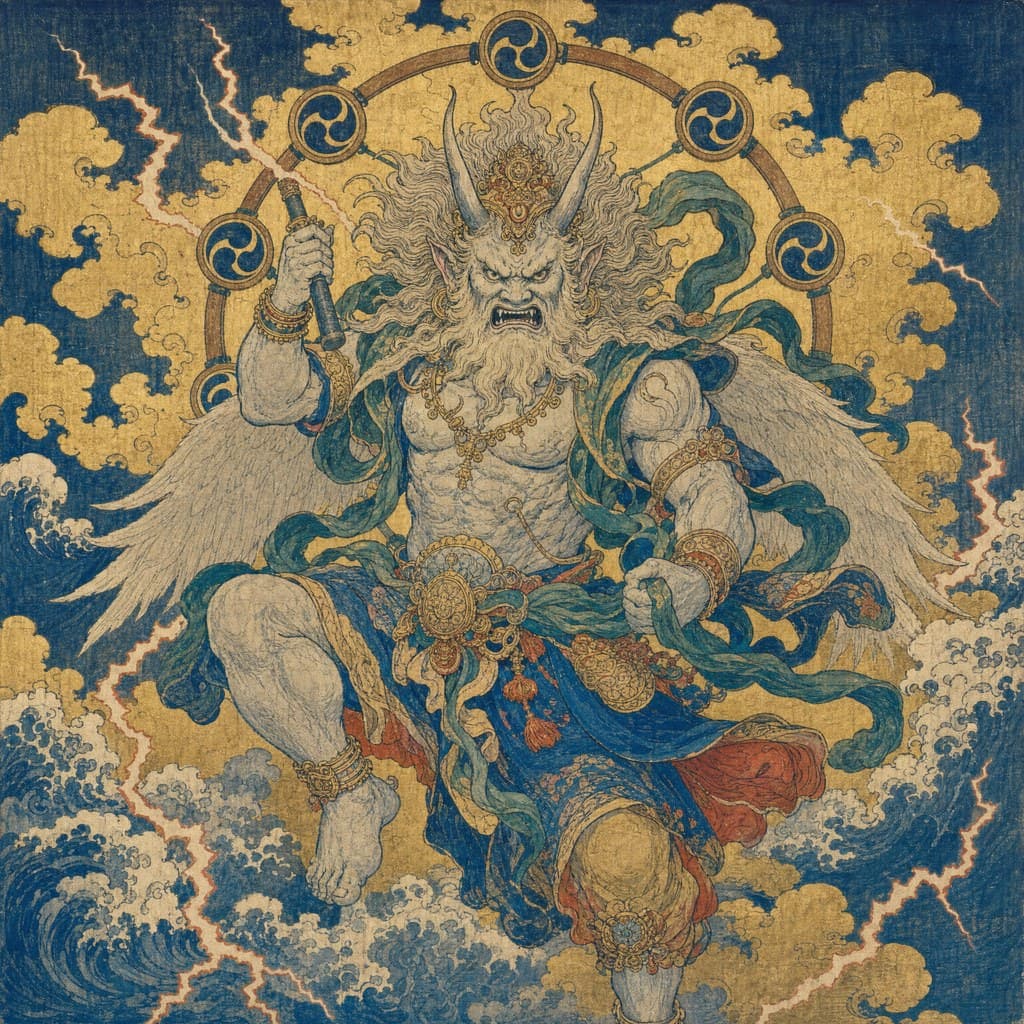 Raijin — Ukiyo-e Woodblock — Square