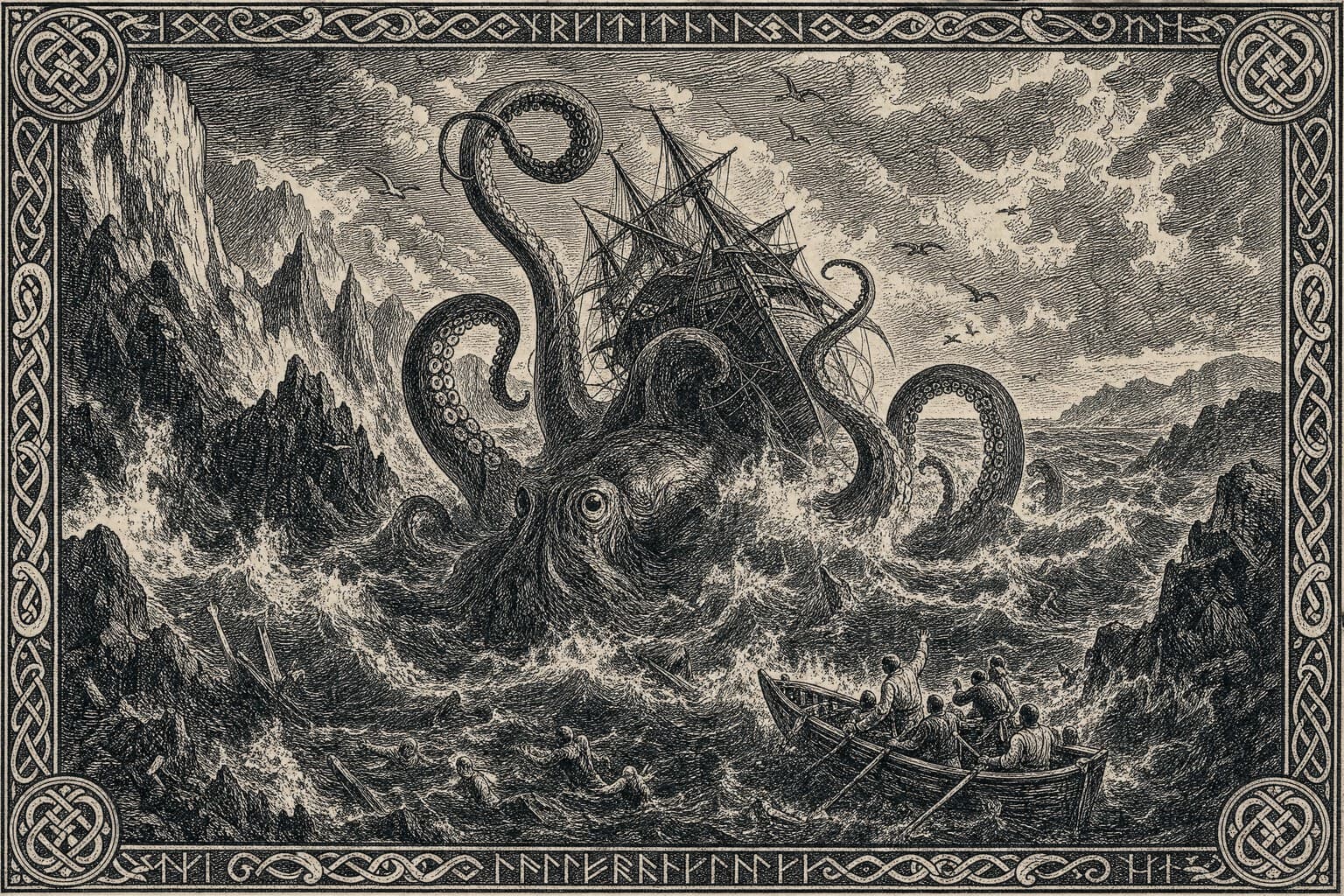 The Kraken — Saga Woodcut — Cinematic