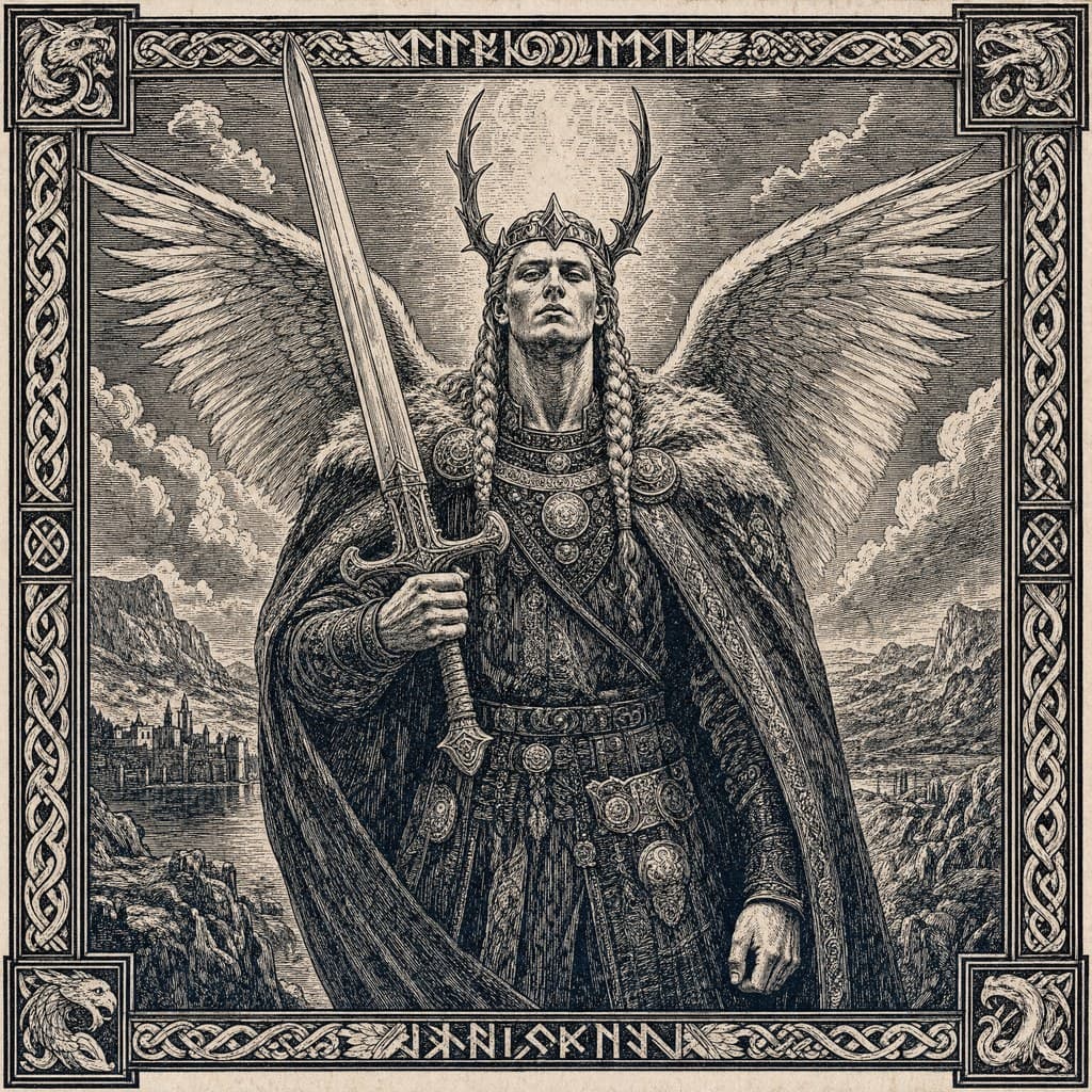 Sigurd — Saga Woodcut — Square