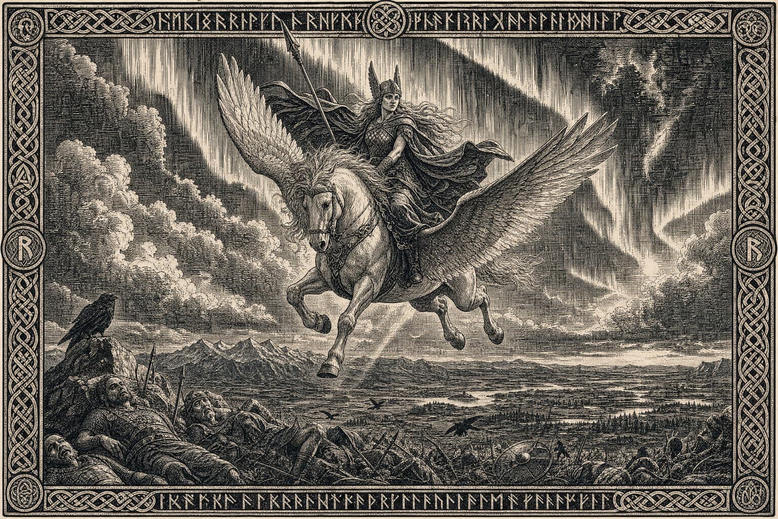 The Valkyrie — Saga Woodcut — Cinematic