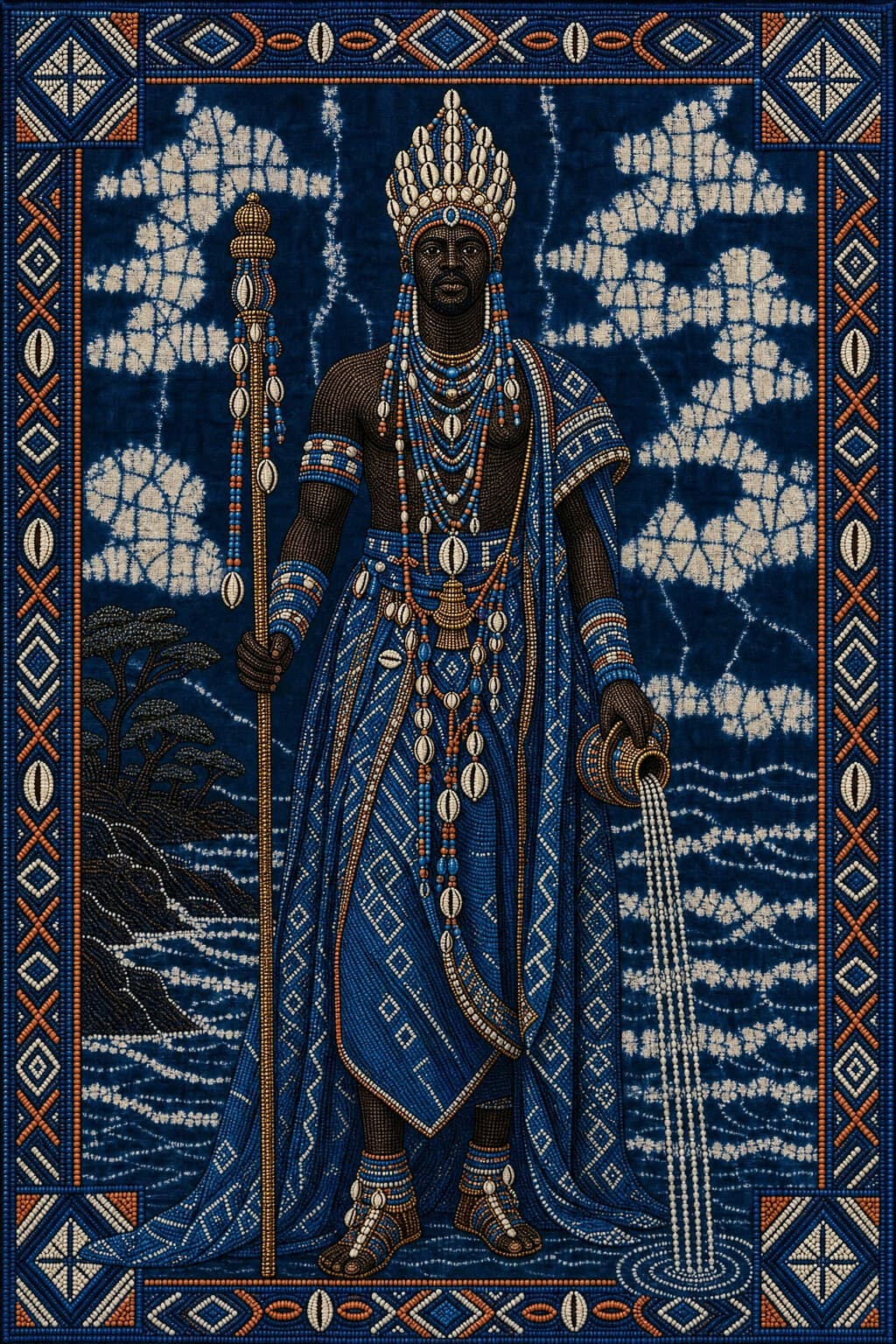 The River Crown — Indigo & Beadwork