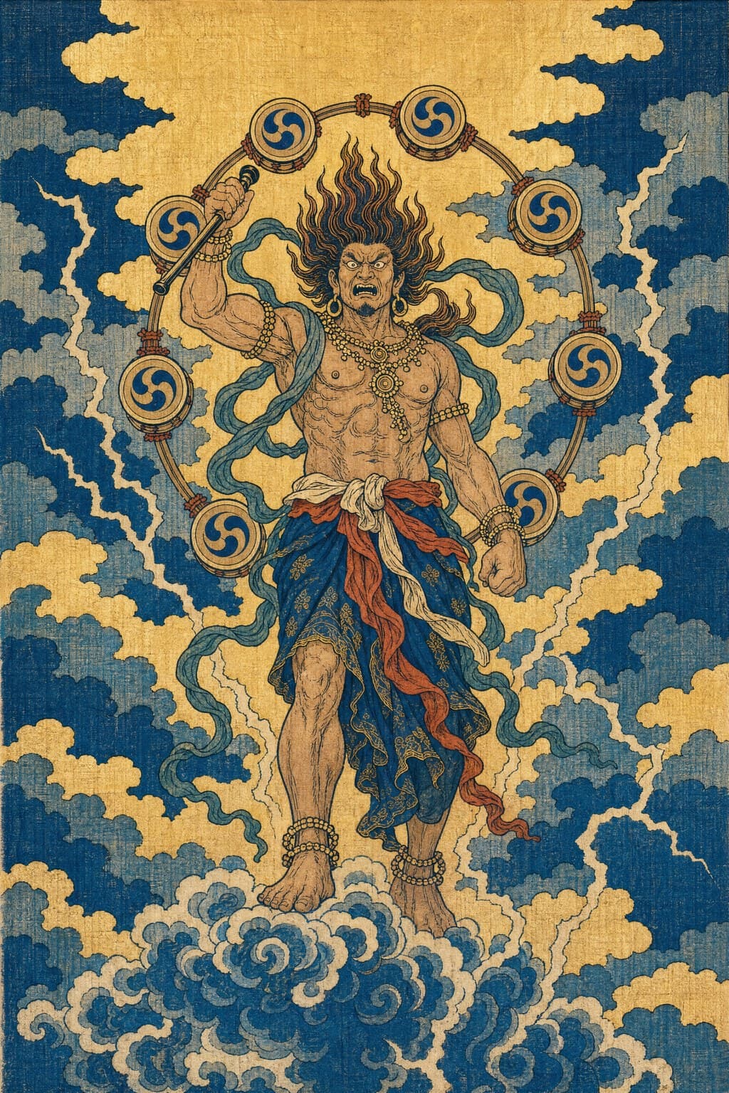 Raijin — Ukiyo-e Woodblock