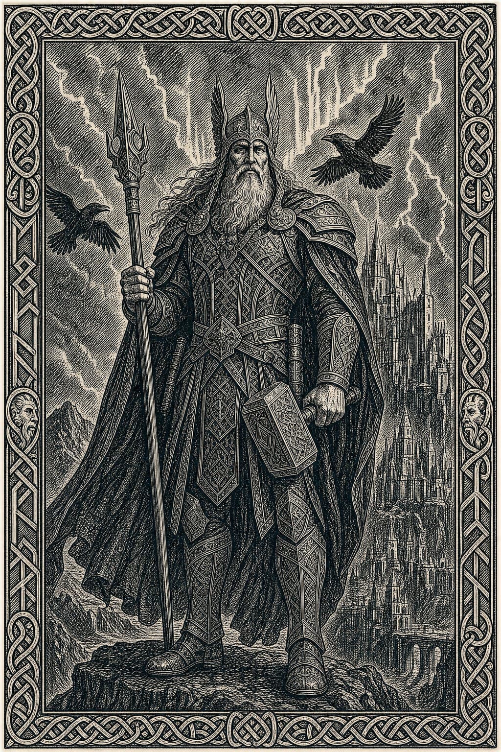 Asgard — Saga Woodcut