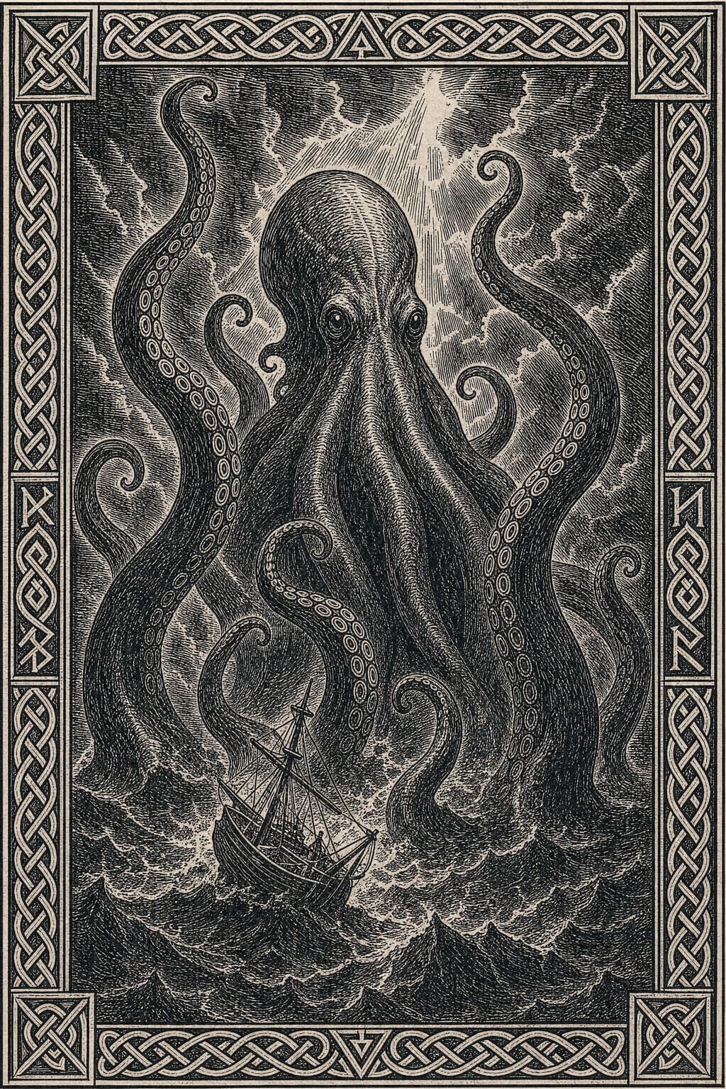 The Kraken — Saga Woodcut