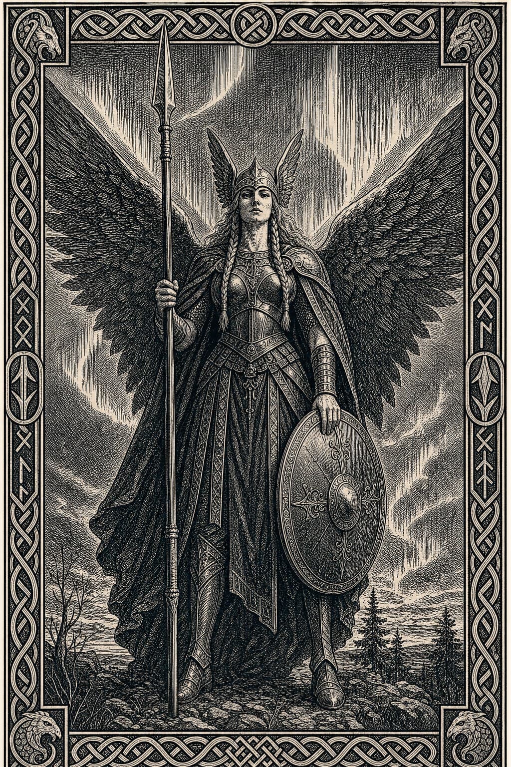 The Valkyrie — Saga Woodcut