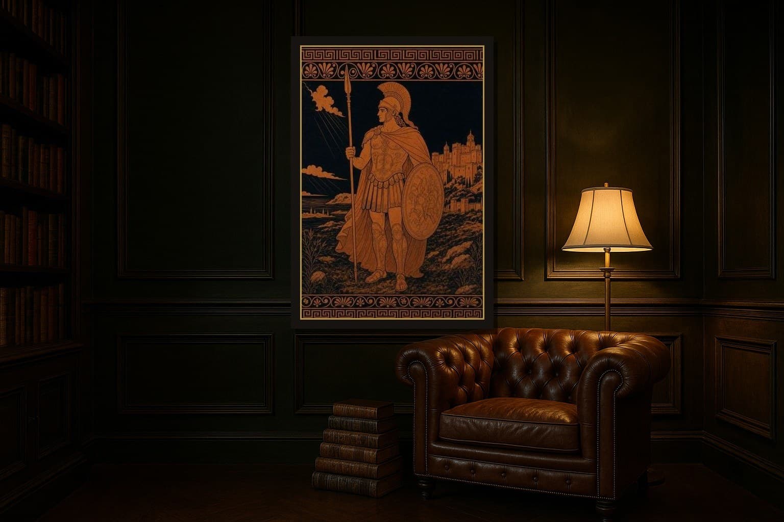 Achilles hanging framed in a room