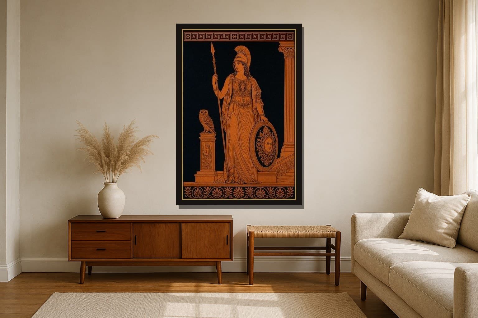 Athena hanging framed in a room