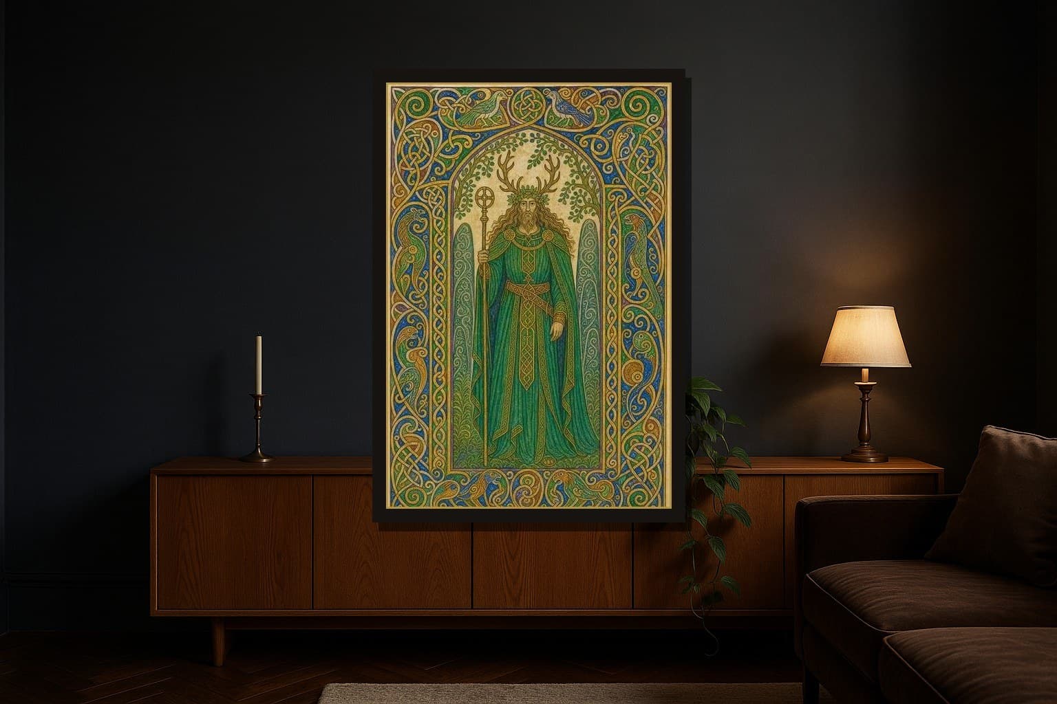 The Otherworld shown as a framed fine-art print in a styled room