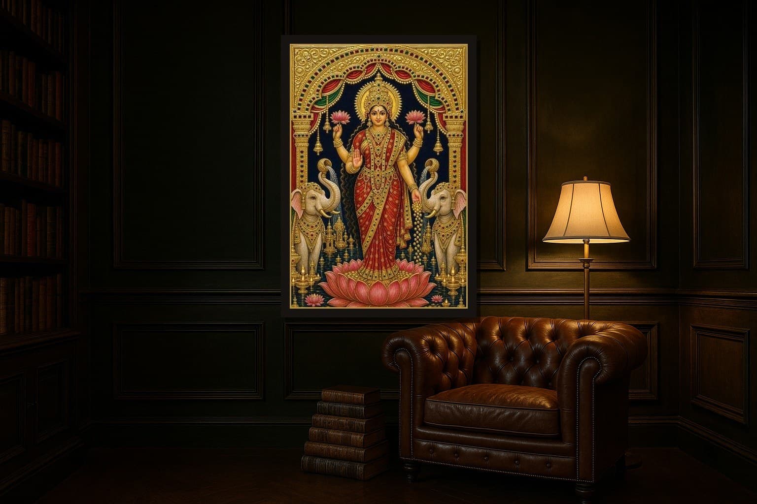 Lakshmi hanging framed in a room