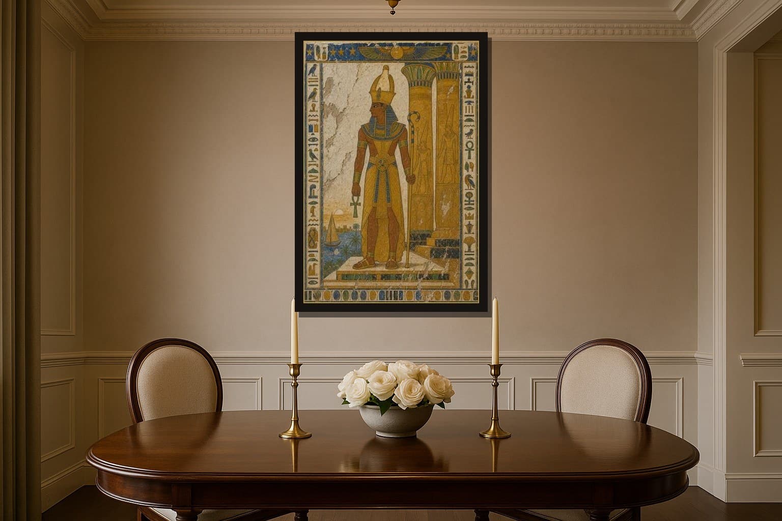 The Nile shown as a framed fine-art print in a styled room