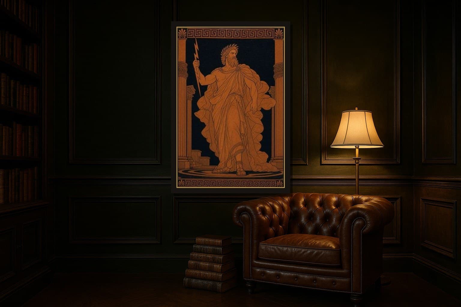 Olympus hanging framed in a room